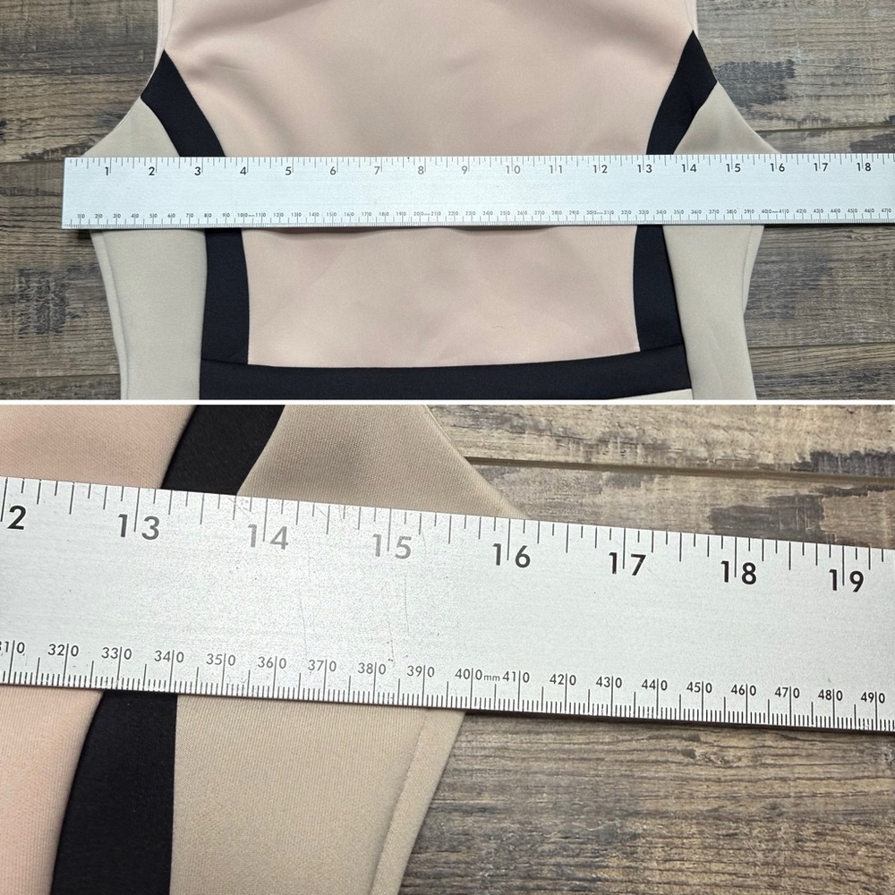 Calvin Klein Tri-Tone Midi Dress - Cream, Black, Burgundy Size 6 - Picture 7 of 12